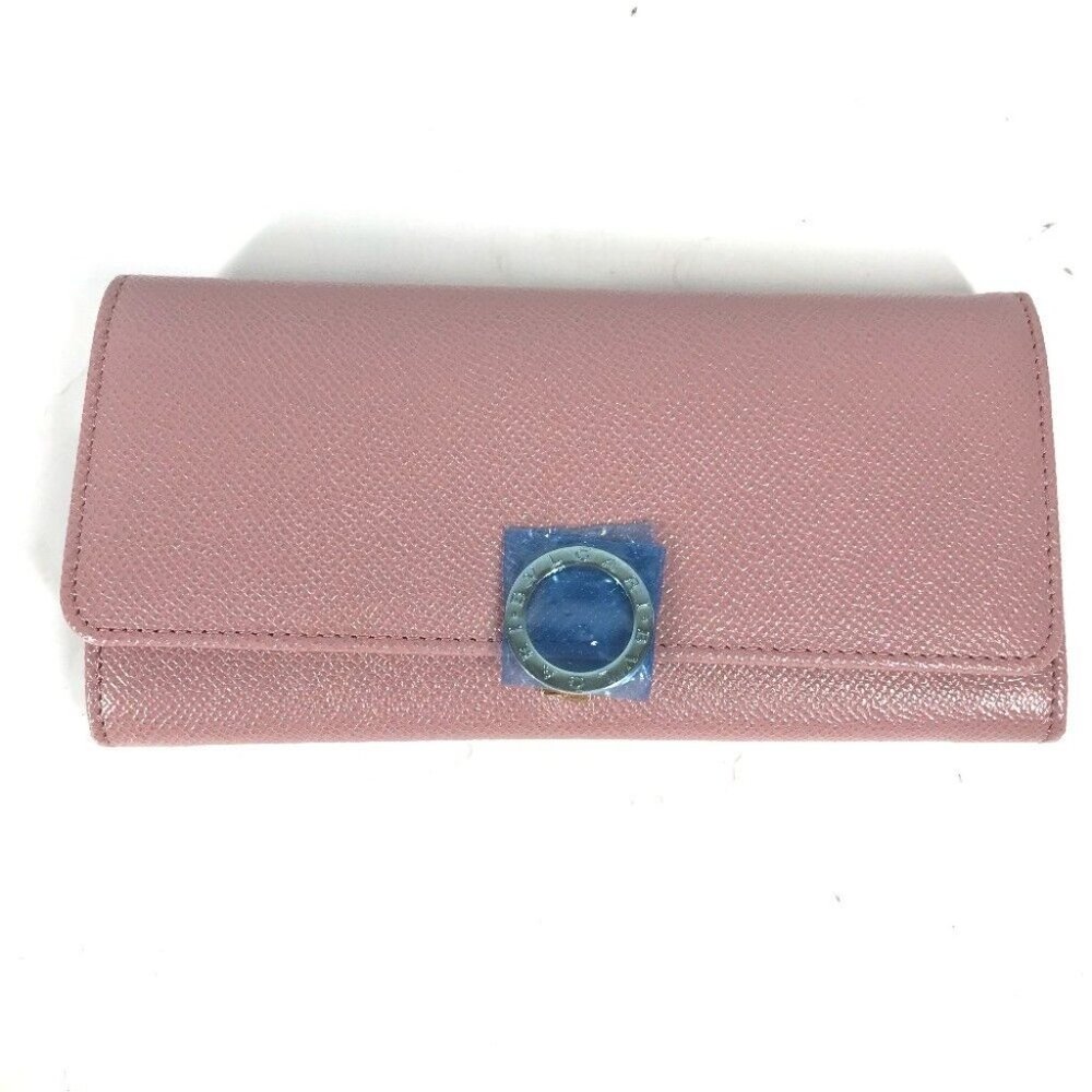 BVLGARI Long wallet Logo clip Two fold Long Wallet Leather pink Unused